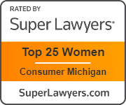 Rated By Super Lawyers Top 25 Women Lawyers Consumer Michigan Badge